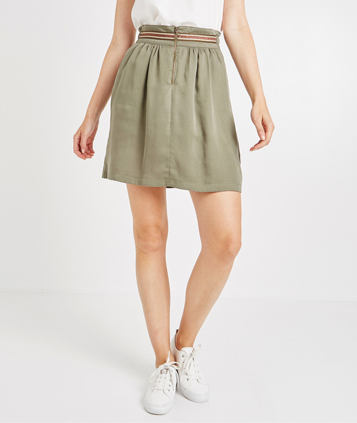 Jupe fluide kaki forme patineuse KAKI