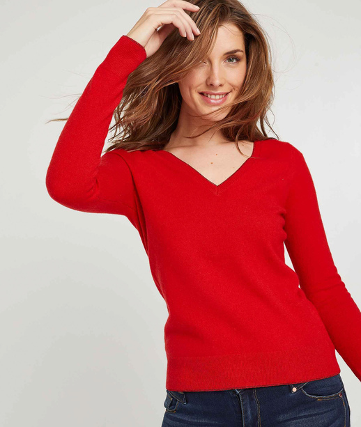 Pull cachemire femme ROUGE
