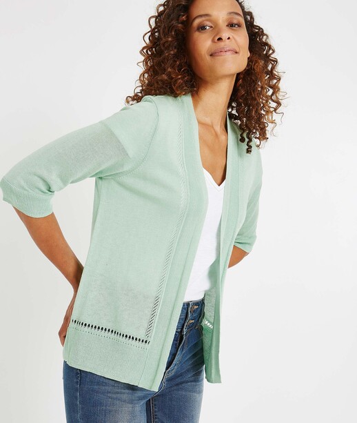 Gilet fin uni et ajouré VERT