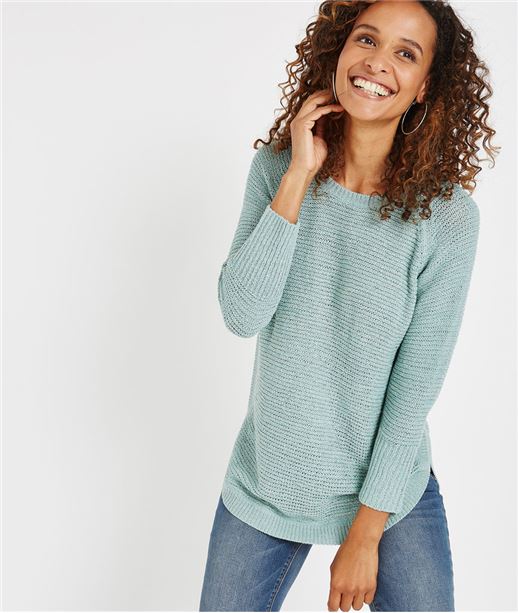 Pull en maille uni avec lurex VERT