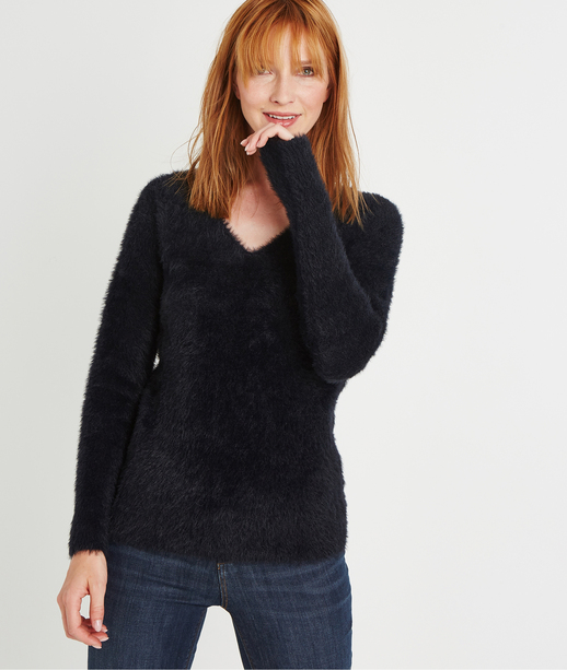 Pull col V tout doux NOIR
