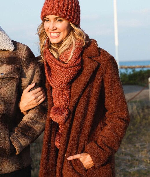 Manteau effet fourrure femme CARAMEL