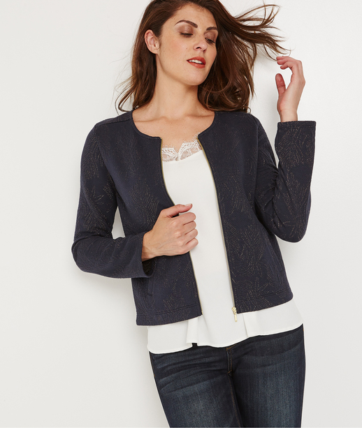 Veste en maille zippée avec motifs MARINE