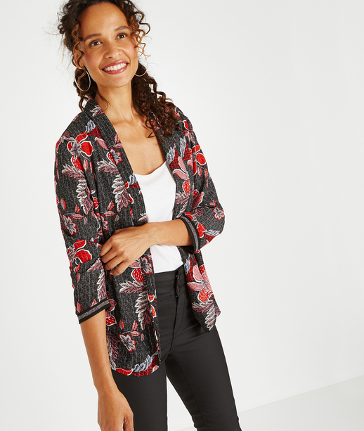 Veste fluide imprimé fleuri CORAIL