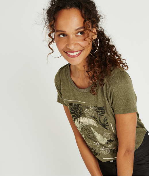 T-shirt kaki avec imprimé brillant KAKI