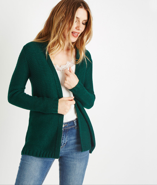 Gilet coloré uni ajouré VERT