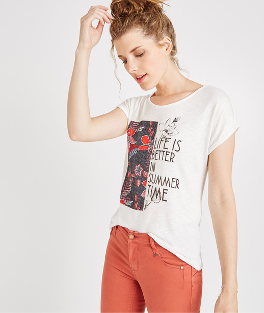 T-shirt manches courtes avec print BLANC