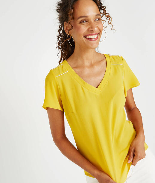Top uni décolleté V SAFRAN