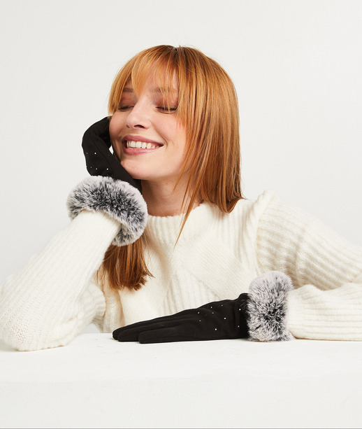 Gants en maille femme NOIR