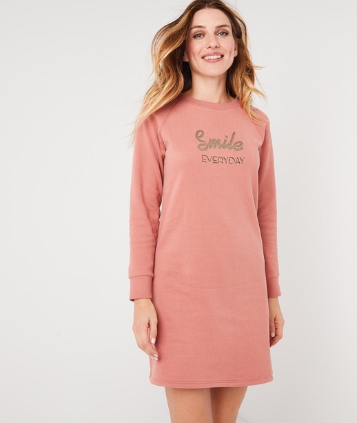 Robe sweat rose à message BLUSH