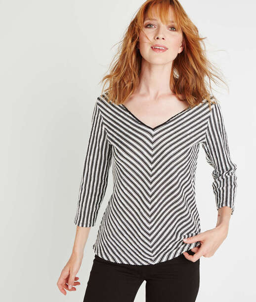 Sweat à rayures chevrons lurex ECRU