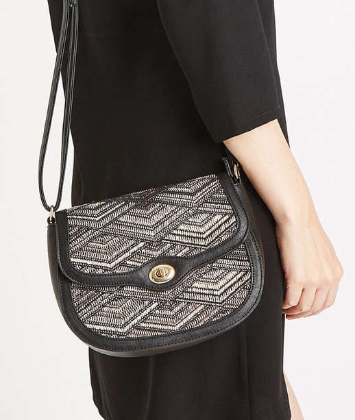 Sac à rabat avec tissu fantaisie NOIR