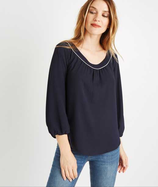 Blouse marine manches bouffantes MARINE