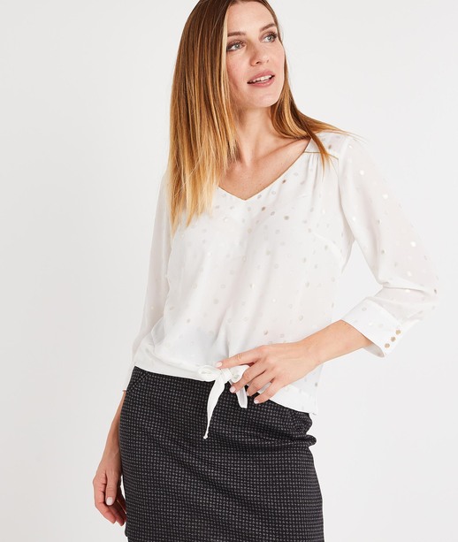 Blouse fluide avec motifs brillants ECRU