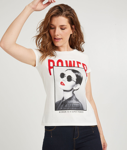 T-shirt blanc avec photo ECRU