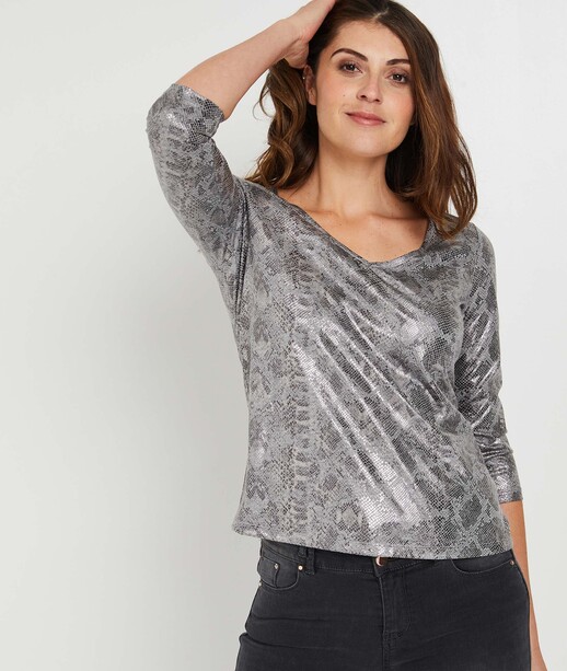 T-shirt effet python GRIS