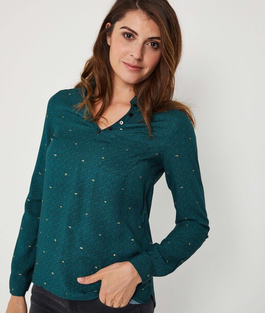 Blouse imprimé minimaliste fond vert IMPRIME