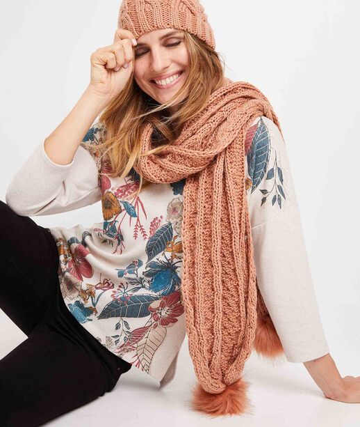 Echarpe tricot à pompons femme BLUSH