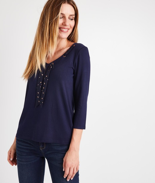 T-shirt uni avec ruban imprimé MARINE