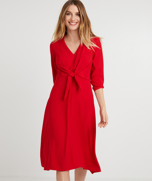Robe rouge avec noeud dessous poitrine ROUGE