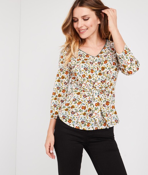 Blouse fleurie avec noeud IMPRIME