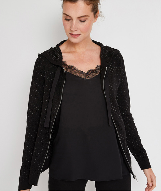 Gilet zippé à capuche NOIR