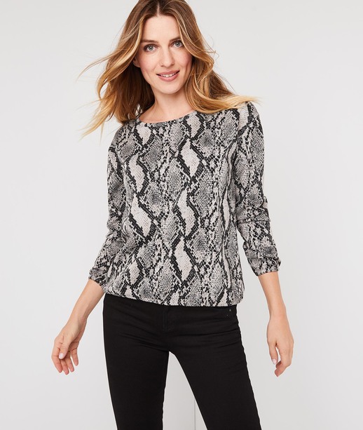 Sweat jacquard imprimé python GRIS