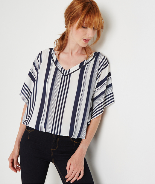 Blouse ample à rayures bleues RAYURE BLEU