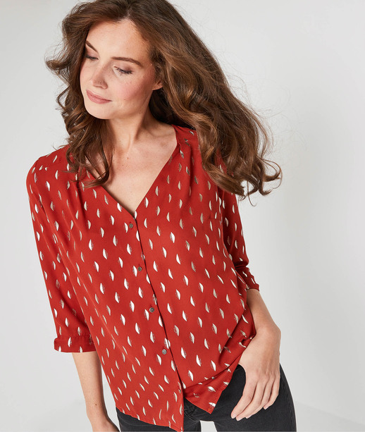 Blouse fluide terracotta imprimée TERRACOTTA