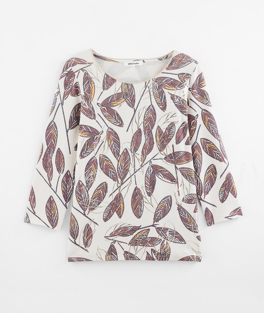 T-shirt imprimé feuilles femme BEIGE