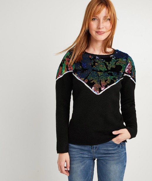 Pull à sequins femme MULTICOLORE