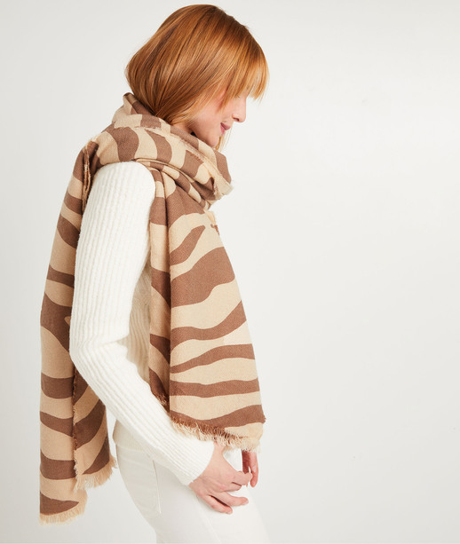 Echarpe imprimé zèbre femme BEIGE