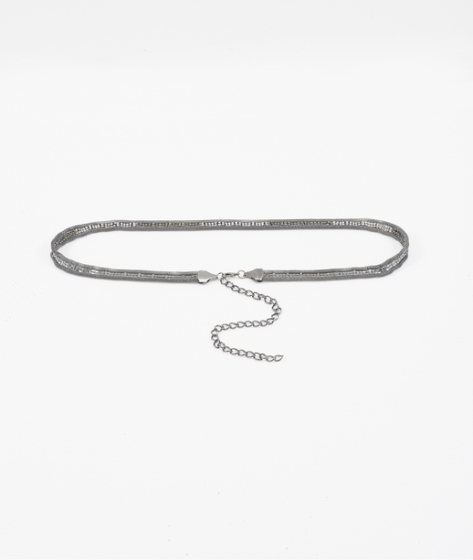Ceinture chaîne argent et strass femme ARGENT