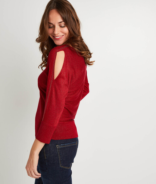 Pull uni femme ROUGE