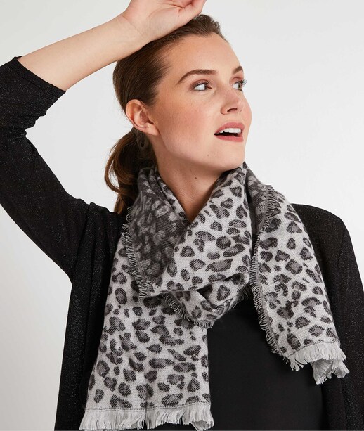Echarpe imprimé panthère femme GRIS