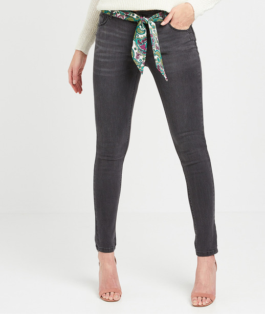 Jean slim avec ceinture femme DARK GREY