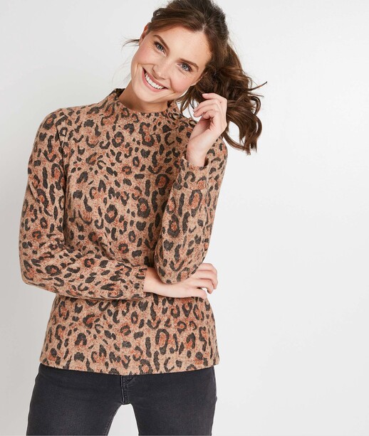 Sweat imprimé léopard femme BEIGE