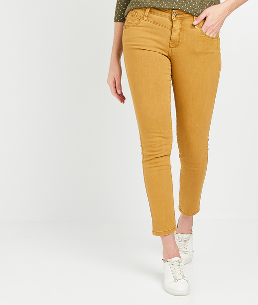Jean raccourci de couleur femme CURRY