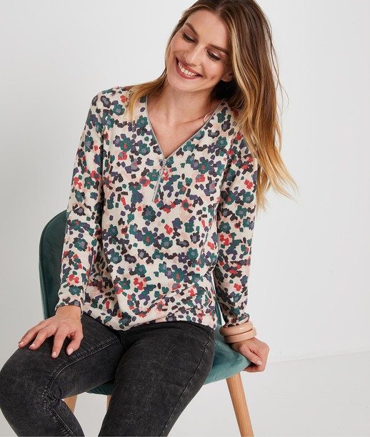 T-shirt coloré et zippé femme BEIGE