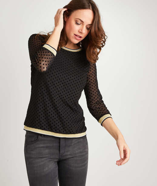 Sweat noir en plumetis femme NOIR