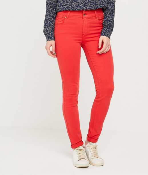 Pantalon slim taille haute femme COQUELICOT