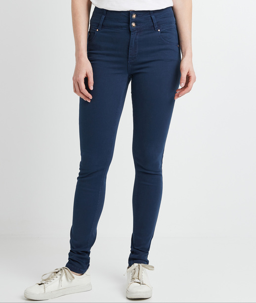 Pantalon slim taille haute femme PETROLE