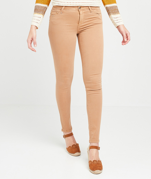 Pantalon slim push-up de couleur femme CAMEL