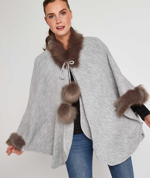 Poncho gris femme GRIS