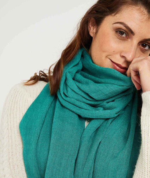 Foulard turquoise uni femme VERT