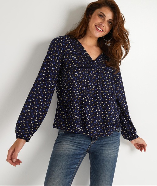 Blouse marine imprimée femme IMPRIME