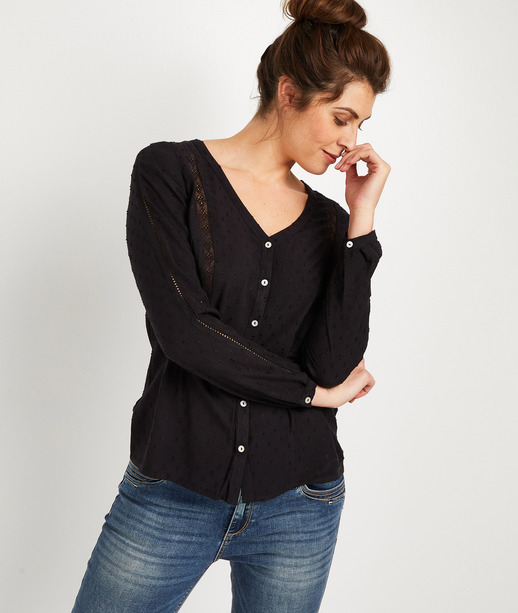Chemisier fluide uni femme NOIR