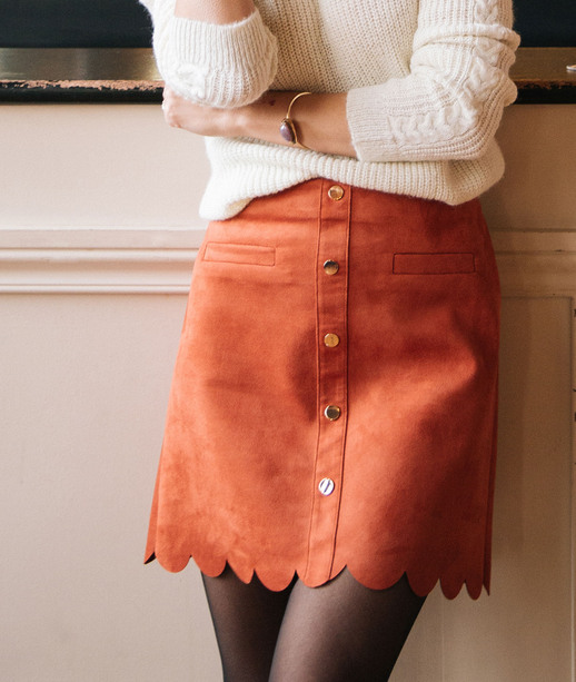 Jupe en suédine terracotta femme TERRACOTTA