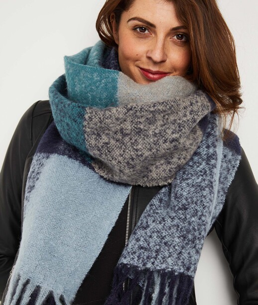 Echarpe à carreaux femme BLEU