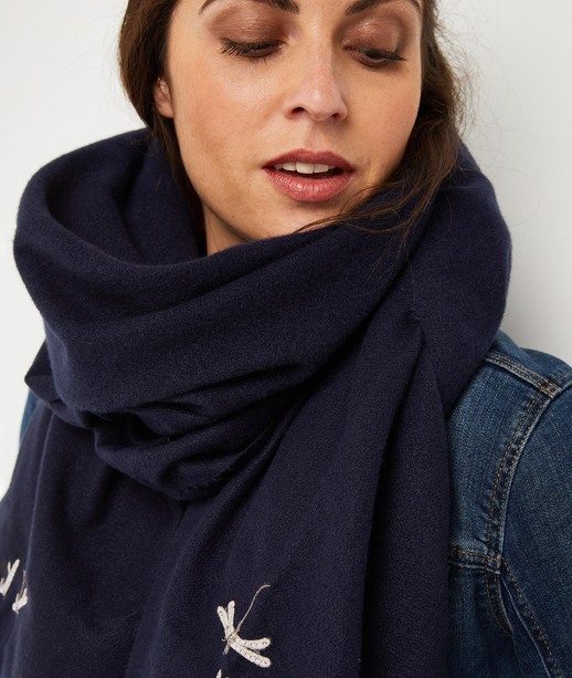 Echarpe brodée femme BLEU